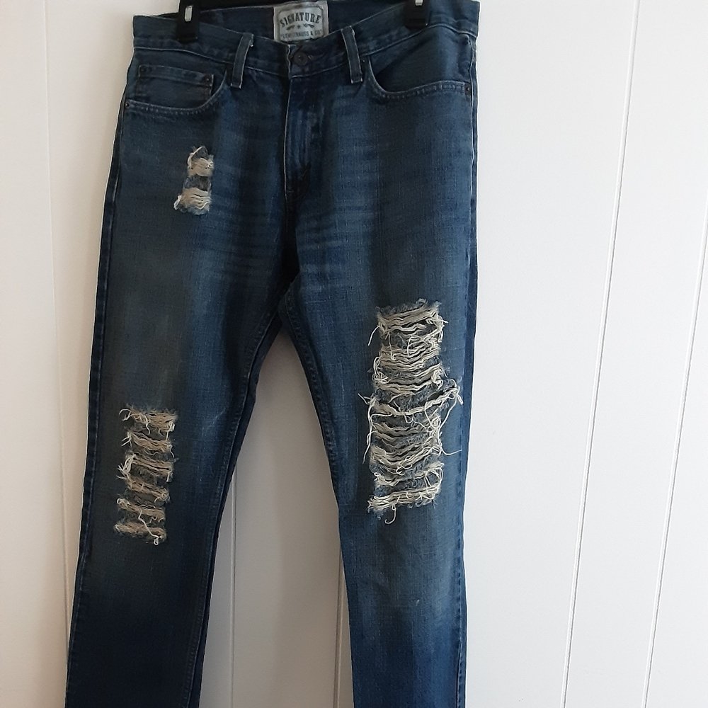 Distressed Blue Jeans